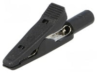 Crocodile Clip, 5A, 70VDC, Black, Length 42mm